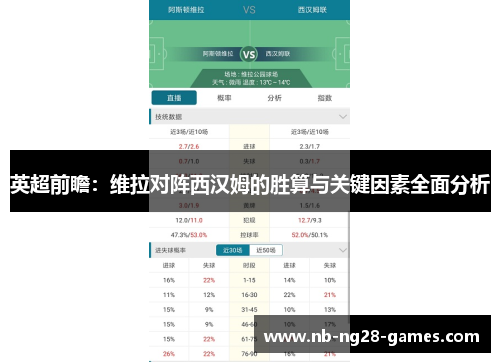 英超前瞻：维拉对阵西汉姆的胜算与关键因素全面分析